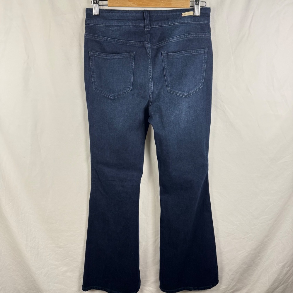 Pilcro Anthropologie Pintuck Dark Wash Flare Jeans Sz 28 Boho Nautical High-Rise - Picture 11 of 12